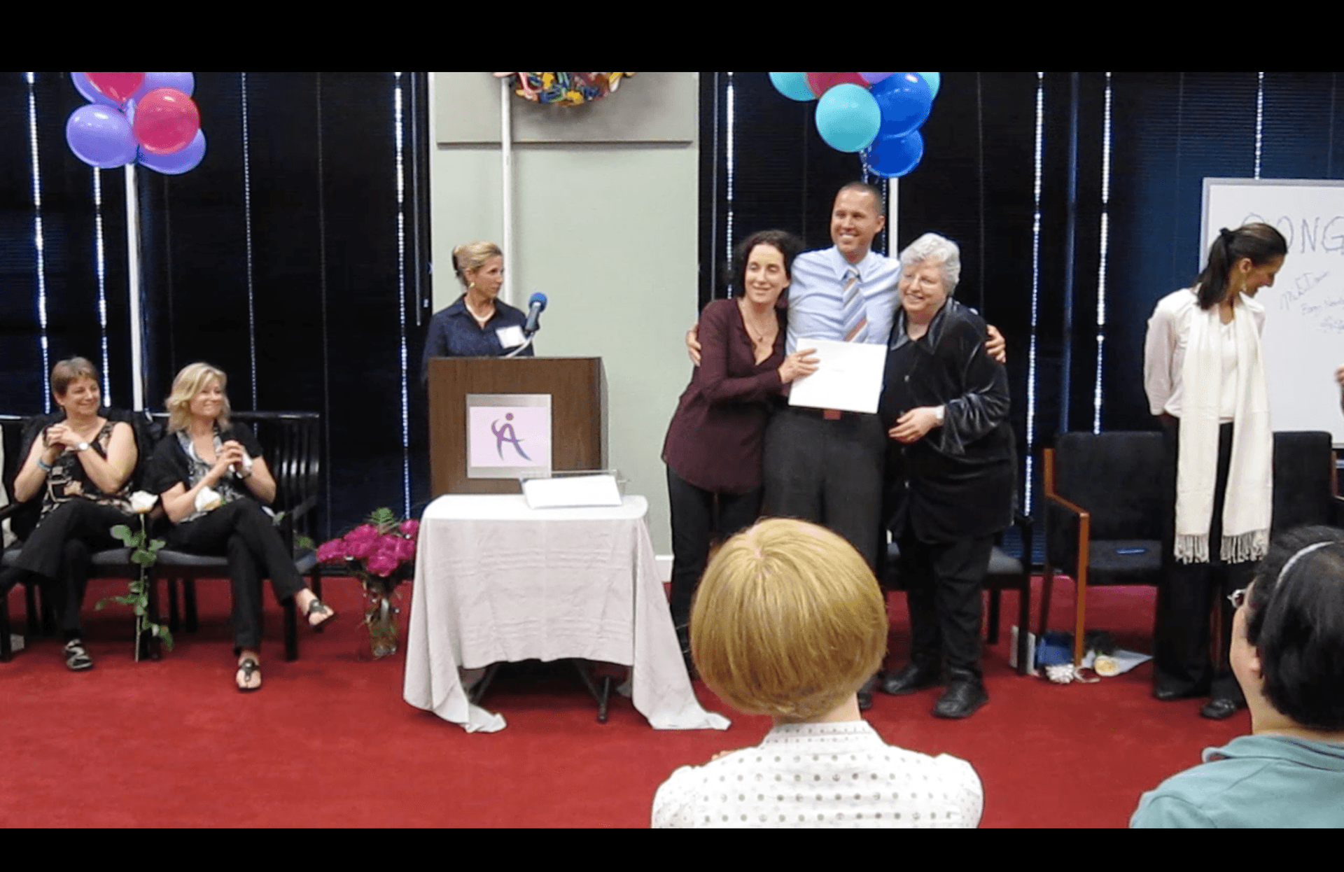 Bryan Thunstrom at ABM NeuroMovement practitioner certification ceremony with Anat Baniel and Marcy Lindheimer